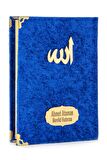 10 Adet Hediyelik Özel Set - Kadife Kaplı Yasin Kitabı - Cep Boy - İsme Özel Plakalı - Seccadeli - Tesbihli - Kutulu - Lacivert