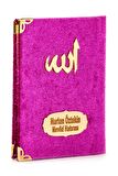 10 Adet Özel Hediyelik Kadife Kaplı Yasin Kitabı - Çanta Boy - İsme Özel Plakalı - Seccadeli - Tesbihli - Kutulu - Fuşya