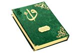 Hediyelik Kadife Kaplı İsme Özel Pleksi Desenli Arapça Cami Boy Kuranı Kerim Yeşil