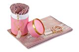 Özel Silindir Kutulu Set İnci Tesbihli Mevlid Örtülü Pembe Renk