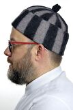 Keçe Yün Takke - Çizgili Füme Renk