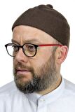 Keçe Yün Takke - Koyu Kahverengi