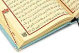 Kadife Keseli Hediyelik Orta Boy Arapça Kuranı Kerim Mavi
