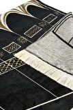 Kabe Desenli Ultra Plus Siyah Şönil Seccade 2