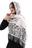 Narin Pamuk Tül Şal Krem 60x160