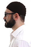 Kahverengi Kışlık Nokta Desenli Orlon Namaz Takkesi