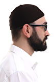 Kahverengi Kışlık Nokta Desenli Orlon Namaz Takkesi