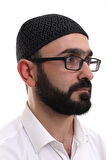 Koyu Gri Orlon Kışlık Namaz Takkesi Baklava Desenli Takke