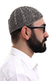 Siyah Taş Kışlık Çift Renk Kadife Namaz Takkesi