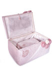 Kadife Süngerli Güllü Dantelli Söz Nişan Düğün Çeyizlik Gelin Bohça Sandık Seti (Büyük+Küçük) - Pudra