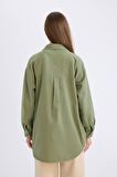 DeFacto Relax Fit Basic Düz Gabardin Uzun Kollu Gömlek Tunik A6474AX24WNKH461