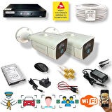2 Kamerali Set - Araç İnsan Yüz Hareket Algılayan 24 Smd Led 5MP Sony Lensli 1080P Metal Kasa Güvenlik Kamerasi Seti 6224-1