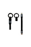 65W PD Siyah renk Type-C to Type-C Clip-On Kablo (Samsung/Xiaomi Uyumlu) Kısa Şarj & Senk. 20cm