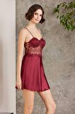 Pierre Cardin 6 Lı Saten Gecelik Çeyiz Takım Bordo