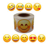 PP Opak Emoji Etiketi 9 Farklı İfade 50mm Çap Ruloda 500 Adet