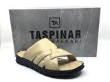 Taşpınar %100 Hakiki Deri Ortopedik Erkek Yazlık Rahat Terlik 40-45