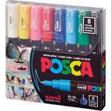 UNİ POSCA 0.7 SU BAZLI POSTER MARKÖRÜ ANARENK 8Lİ