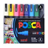 Uni Posca 5M Boyama Markörü Ana Renkler 8'li Set