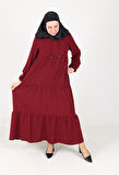 İnci Ayrobin Farbalı Kolları Lastikli Elbise 38 40 42 44 46 48 Beden