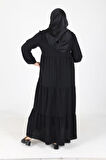 İnci Ayrobin Farbalı Kolları Lastikli Elbise 38 40 42 44 46 48 Beden