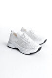 Kadın Rocco Beyaz Triko Taşlı Spor Ayakkabı & Sneaker