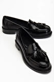Kadın Flex Siyah Rugan Loafer Günlük Ayakkabı