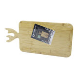 DİKDÖRTGEN AHŞAP BAMBU KESİM PANOSU - KESME TAHTASI GEYİK BOYNUZ FİGÜR SAPLI 22X36CM (4915)