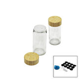 12 PCS TAKIM YUVARLAK CAM BAHARATLIK - TUZLUK BAMBU KAPAKLI (4915)