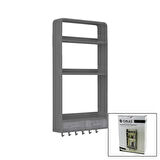 GRİ YAPIŞKANLI DUVAR ORGANİZERİ PLASTİK 3 RAF=14CM-19CM-30CM - 2 ÇEKMECE=40CM - 6 ASKI 19 PARÇA (4915)