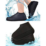 Silikon Ayakkabı Kılıfı Kaymaz Su Kir Geçirmez   M Beden Siyah (4915)