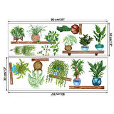 Raflı Saksılı Çiçek Tasarımlı Yapışkanlı Sticker (4915)