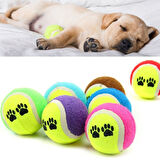 3&amp;apos;lü Renkli Desenli Tenis Topu Kedi Köpek Oyuncağı (4915)