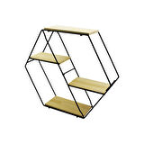 PETEK - 4 KATLI METAL İSKELETLİ - AHŞAP RAFLI  DEKORATİF RAF  60 X 14 X 53 Cm (4915)