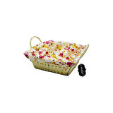 KARE RENKLİ BEZLİ HASIR EKMEK SEPETİ (4915)