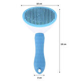 Kedi Köpek Tüy Toplayıcı Kendini Temizleyebilen Ergonomik Saplı Evcil Hayvan Tarağı Mavi (4915)