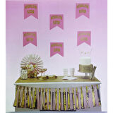 Pembe Üzeri Altın Hoşgeldin Kızım Flama Süs (4915)