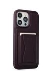 iPhone 14 Pro Kılıf HD Deri Luxury Fuchsia Magnet Kartvizitli Kapak