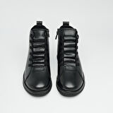 Hakiki Deri Fermuarlı Lastik Bağcıklı Kadın Bot 