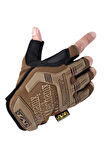 Mechanix Yarım Parmak Eldiven- Taktik Destekli Kadın&Erkek unisex Eldiven KAHVE-XL