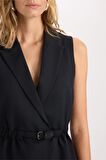 DeFacto Ceket Yaka Basic Düz Kemerli Kolsuz Blazer Yelek D4784AX24AUBK81