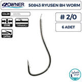 Owner 50843 Ryusen BH Worm Tırnaklı İğne #2/0 (6 Adet) Beyaz