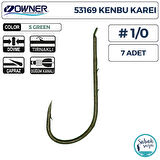 Owner 53169 Kenbu Karei Tırnaklı İğne #1/0 (7 Adet) Yeşil