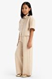 DeFacto Kız Çocuk Beli Lastikli Wide Leg Geniş Bol Paça Bürümcük Pantolon E1103A825SPBG286