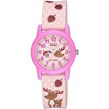 Q&Q V22A-015VY PEMBE SİLİKON KORDON RAKAMLI ÇOCUK KOL SAATİ