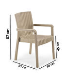 Omnipazar SY-2527 Royale Hasır Desenli Rattan Bahçe Koltuk Sandalye 4'lü Set