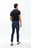 Erkek Slim Fit Likralı Mavi Jean Pantolon