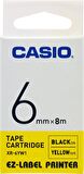 Casio Xr-6yw1 Etiket Yazıcısı Kartuşu Sarı Zemin Üzerine Siyah Baskı 6 mm 8 Metre