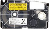 Casio XR-24JYW Manyetik Etiket Kartuşu Sarı Zemin Üzerine Siyah Baskı 24MM Yükseklik -1,5 Metre