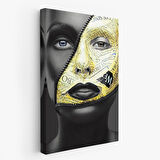 Fermuar Makyajlı Güzel Kızın Yakın Çekim Portresi Kanvas Tablo-4973