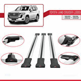 Toyota Land Cruiser (J300) 2022 ve Sonrası ile Uyumlu FLY Model Ara Atkı Tavan Barı Gri 3 Adet